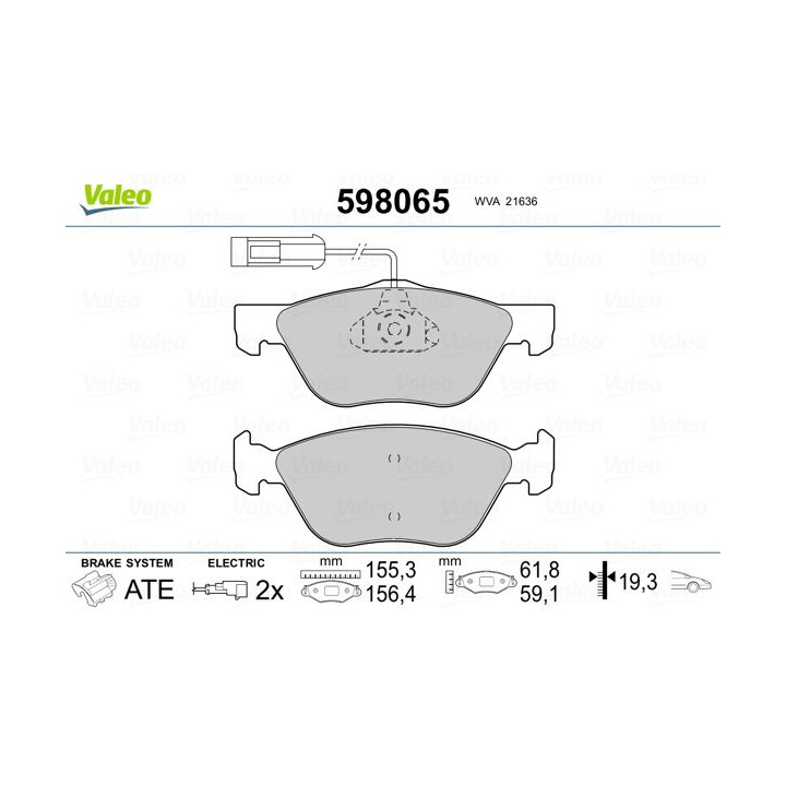 Stabdžių trinkelių rinkinys, diskinis stabdys VALEO 598065