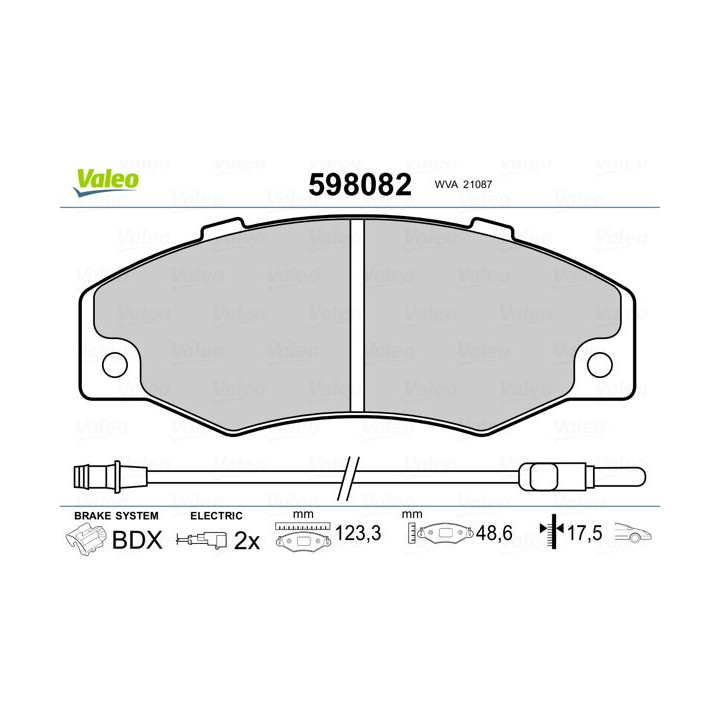 Stabdžių trinkelių rinkinys, diskinis stabdys VALEO 598082