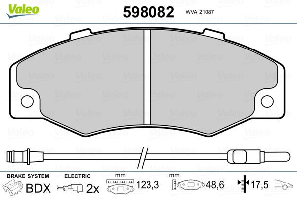 Stabdžių trinkelių rinkinys, diskinis stabdys VALEO 598082
