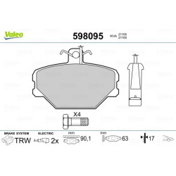 Stabdžių trinkelių rinkinys, diskinis stabdys VALEO 598095