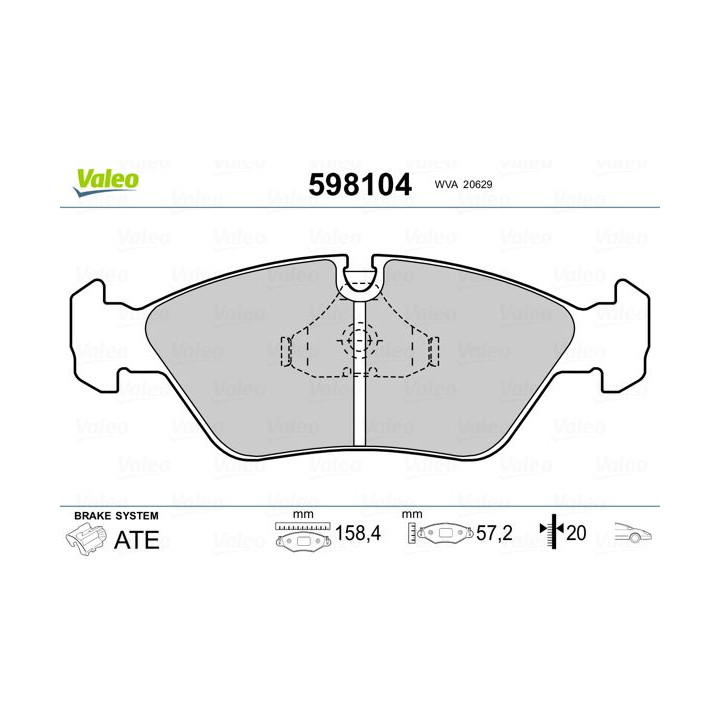Stabdžių trinkelių rinkinys, diskinis stabdys VALEO 598104