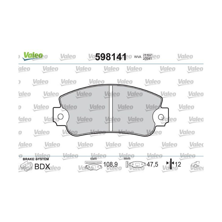 Stabdžių trinkelių rinkinys, diskinis stabdys VALEO 598141