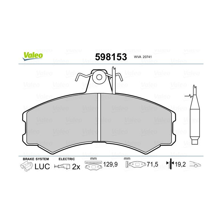 Stabdžių trinkelių rinkinys, diskinis stabdys VALEO 598153