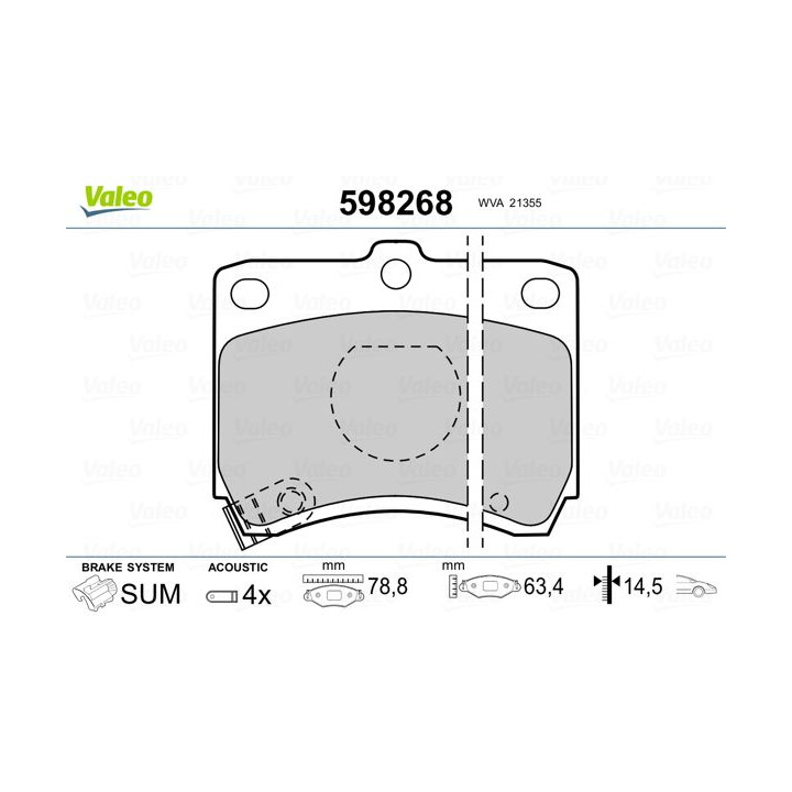 Stabdžių trinkelių rinkinys, diskinis stabdys VALEO 598268