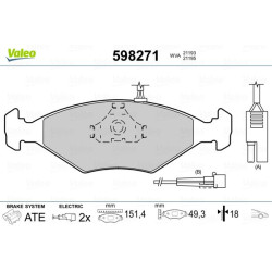 Stabdžių trinkelių rinkinys, diskinis stabdys VALEO 598271
