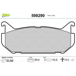Stabdžių trinkelių rinkinys, diskinis stabdys VALEO 598290