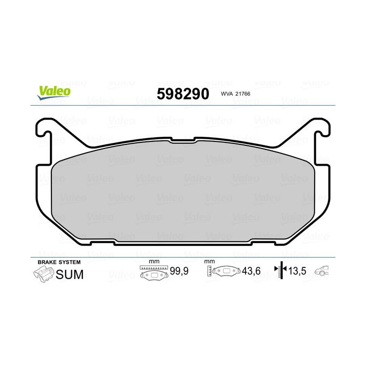 Stabdžių trinkelių rinkinys, diskinis stabdys VALEO 598290