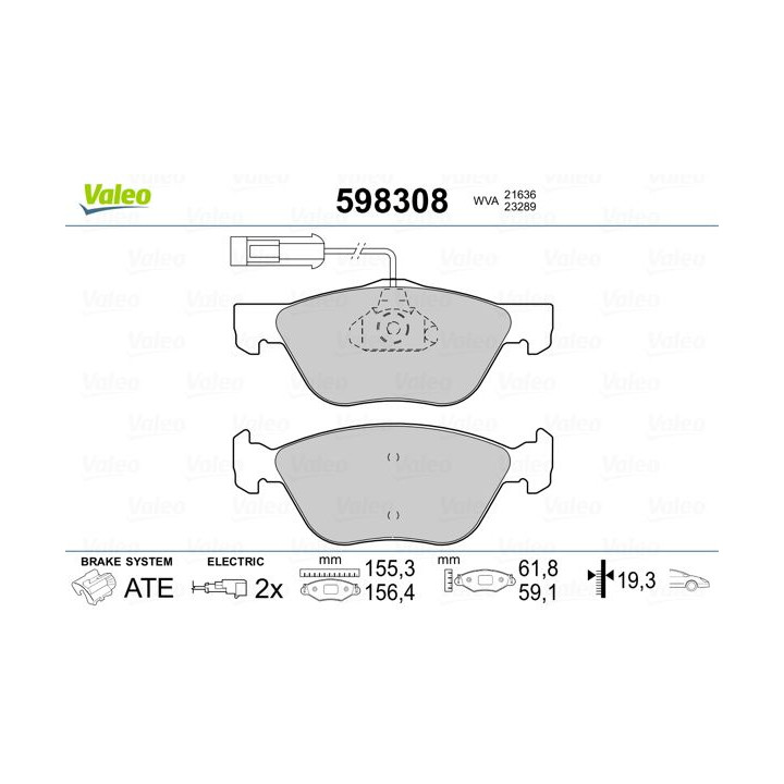 Stabdžių trinkelių rinkinys, diskinis stabdys VALEO 598308