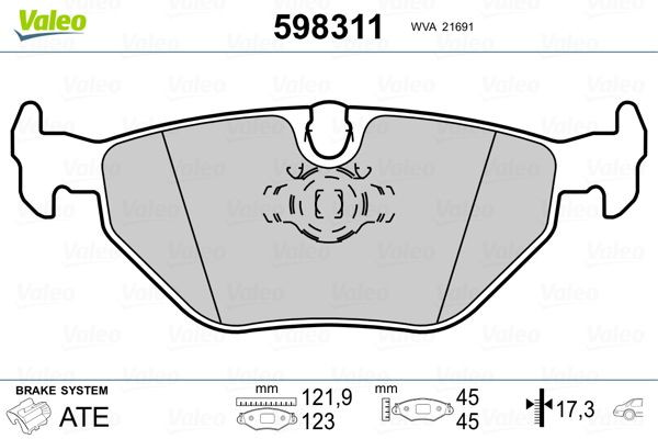 Stabdžių trinkelių rinkinys, diskinis stabdys VALEO 598311