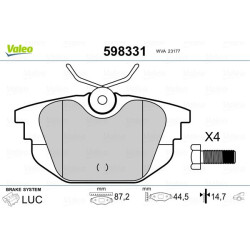Stabdžių trinkelių rinkinys, diskinis stabdys VALEO 598331