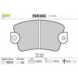 Stabdžių trinkelių rinkinys, diskinis stabdys VALEO 598366