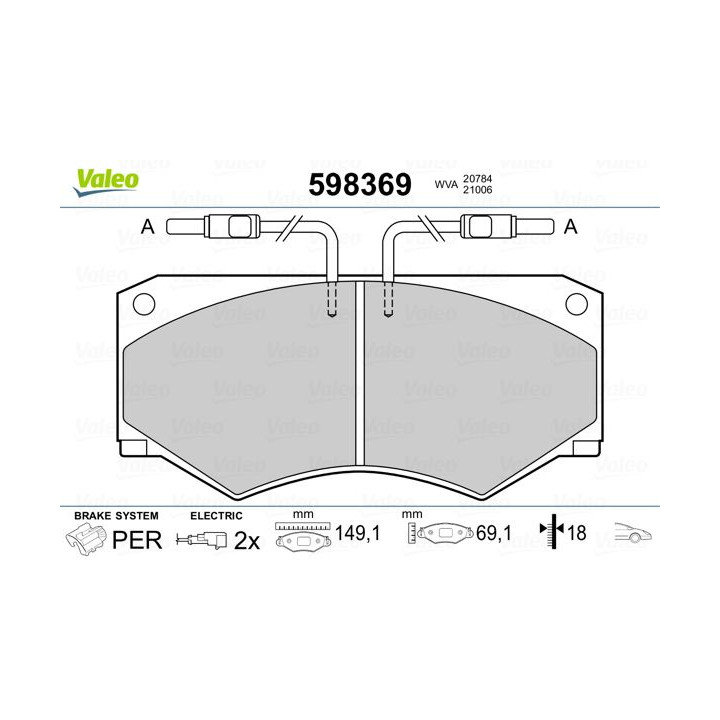 Stabdžių trinkelių rinkinys, diskinis stabdys VALEO 598369