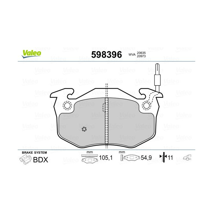 Stabdžių trinkelių rinkinys, diskinis stabdys VALEO 598396