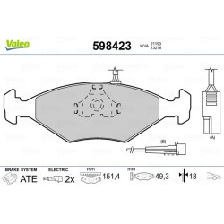 Stabdžių trinkelių rinkinys, diskinis stabdys VALEO 598423