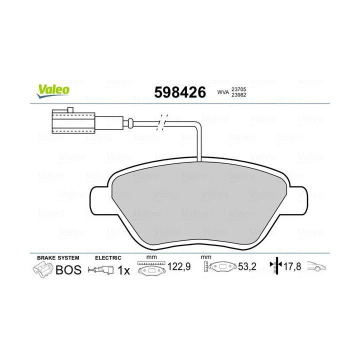 Stabdžių trinkelių rinkinys, diskinis stabdys VALEO 598426