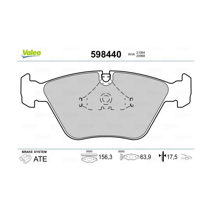 Stabdžių trinkelių rinkinys, diskinis stabdys VALEO 598440