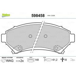 Stabdžių trinkelių rinkinys, diskinis stabdys VALEO 598458