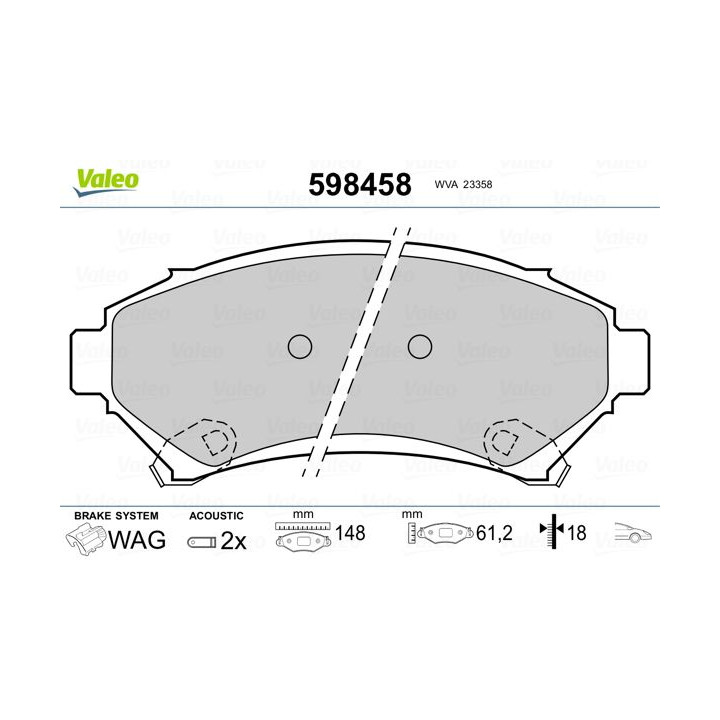 Stabdžių trinkelių rinkinys, diskinis stabdys VALEO 598458