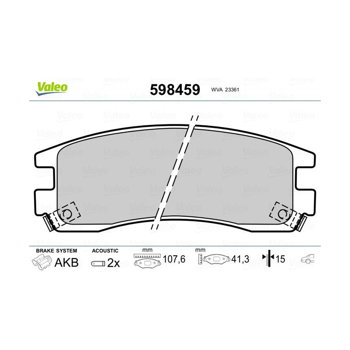 Stabdžių trinkelių rinkinys, diskinis stabdys VALEO 598459
