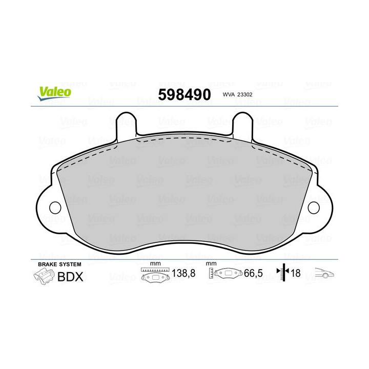 Stabdžių trinkelių rinkinys, diskinis stabdys VALEO 598490