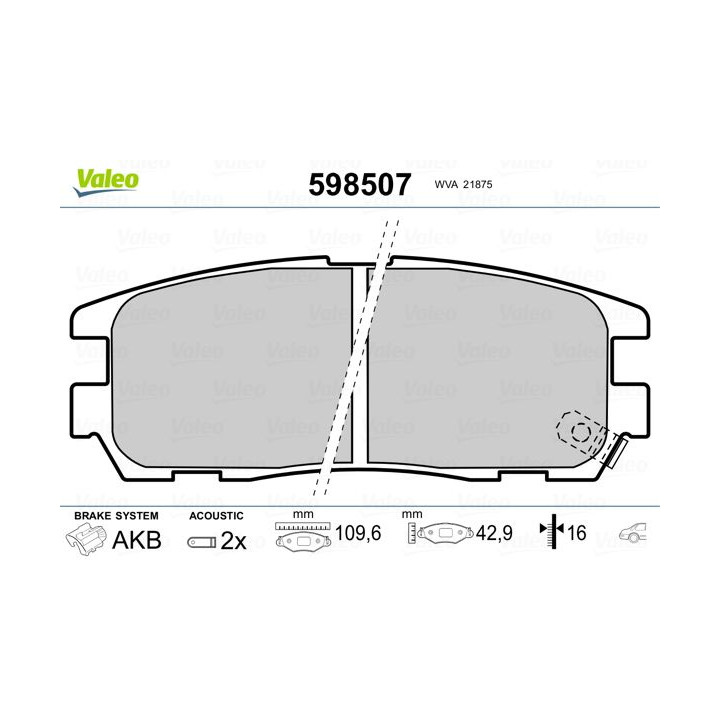 Stabdžių trinkelių rinkinys, diskinis stabdys VALEO 598507