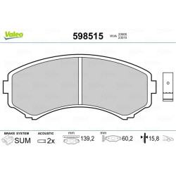 Stabdžių trinkelių rinkinys, diskinis stabdys VALEO 598515