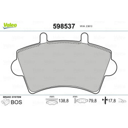 Stabdžių trinkelių rinkinys, diskinis stabdys VALEO 598537