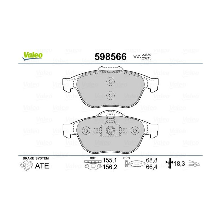 Stabdžių trinkelių rinkinys, diskinis stabdys VALEO 598566