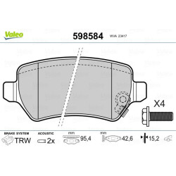 Stabdžių trinkelių rinkinys, diskinis stabdys VALEO 598584