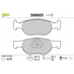 Stabdžių trinkelių rinkinys, diskinis stabdys VALEO 598605