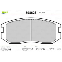 Stabdžių trinkelių rinkinys, diskinis stabdys VALEO 598626
