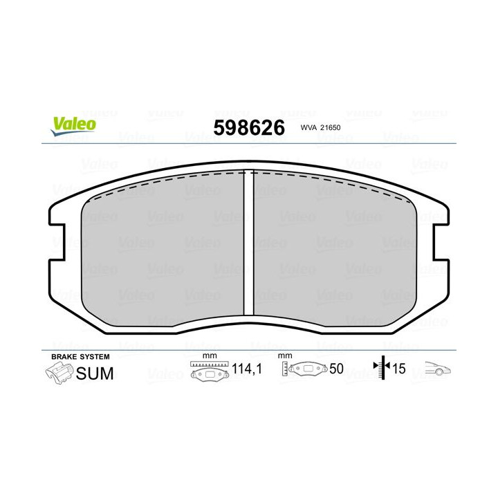 Stabdžių trinkelių rinkinys, diskinis stabdys VALEO 598626