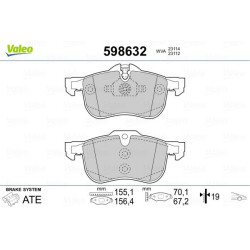 Stabdžių trinkelių rinkinys, diskinis stabdys VALEO 598632