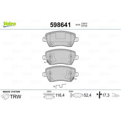 Stabdžių trinkelių rinkinys, diskinis stabdys VALEO 598641