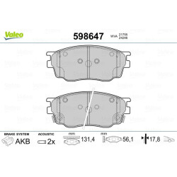Stabdžių trinkelių rinkinys, diskinis stabdys VALEO 598647