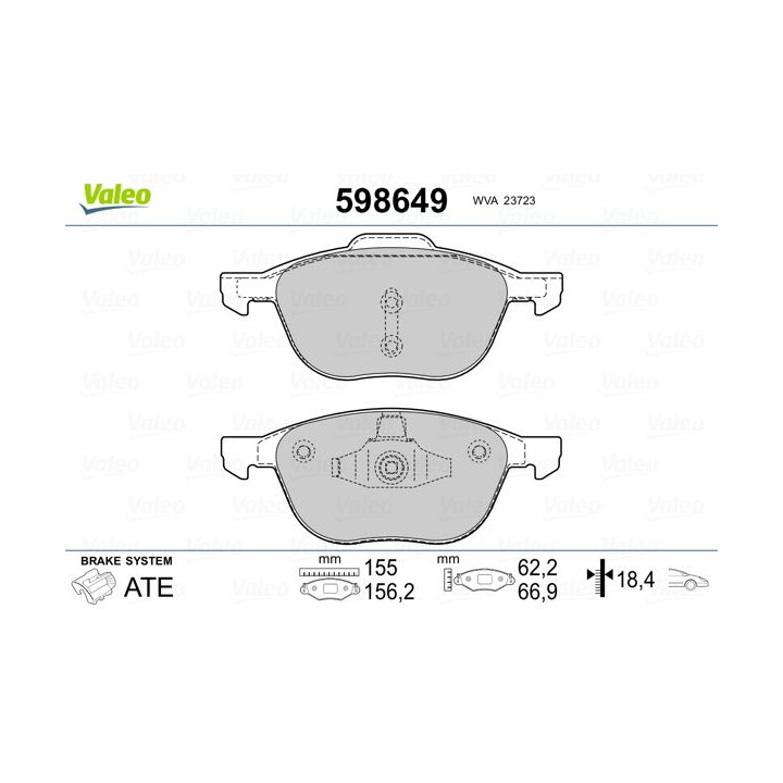Stabdžių trinkelių rinkinys, diskinis stabdys VALEO 598649