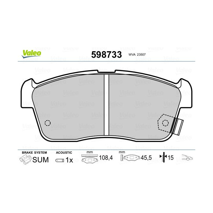 Stabdžių trinkelių rinkinys, diskinis stabdys VALEO 598733