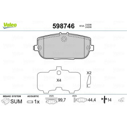 Stabdžių trinkelių rinkinys, diskinis stabdys VALEO 598746