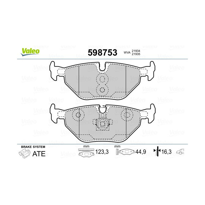 Stabdžių trinkelių rinkinys, diskinis stabdys VALEO 598753