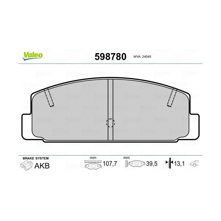 Stabdžių trinkelių rinkinys, diskinis stabdys VALEO 598780