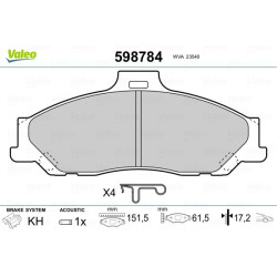 Stabdžių trinkelių rinkinys, diskinis stabdys VALEO 598784