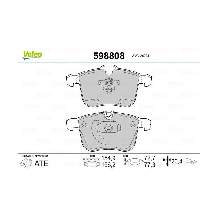 Stabdžių trinkelių rinkinys, diskinis stabdys VALEO 598808