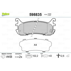 Stabdžių trinkelių rinkinys, diskinis stabdys VALEO 598835