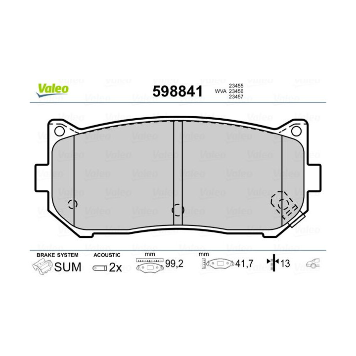Stabdžių trinkelių rinkinys, diskinis stabdys VALEO 598841