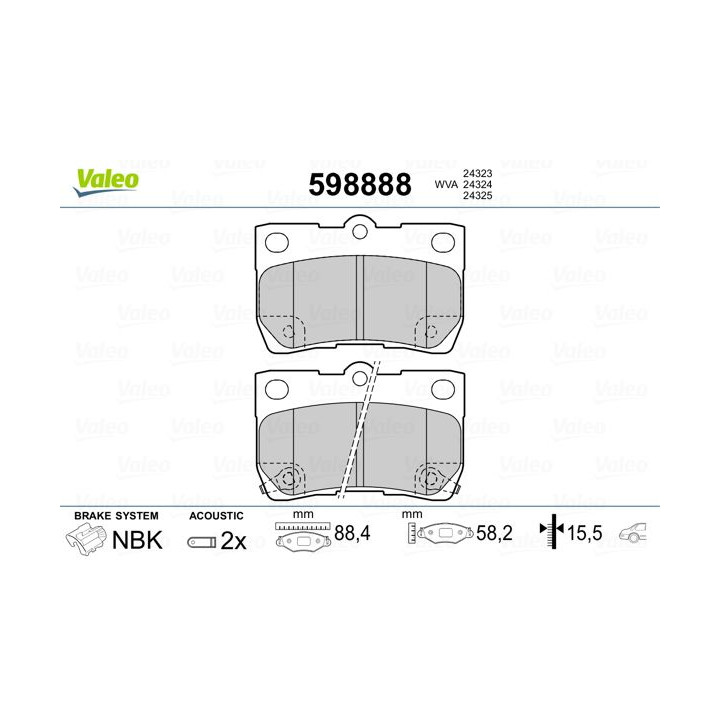 Stabdžių trinkelių rinkinys, diskinis stabdys VALEO 598888