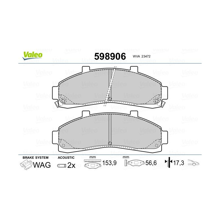 Stabdžių trinkelių rinkinys, diskinis stabdys VALEO 598906