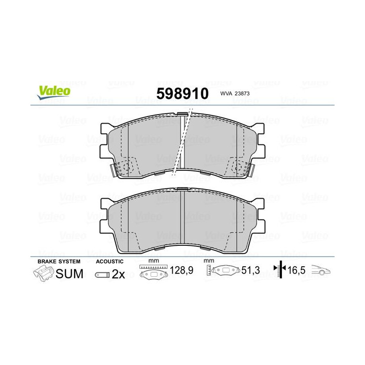 Stabdžių trinkelių rinkinys, diskinis stabdys VALEO 598910