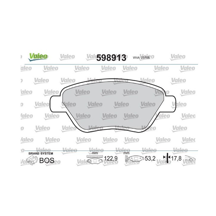 Stabdžių trinkelių rinkinys, diskinis stabdys VALEO 598913