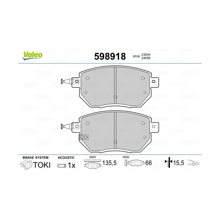 Stabdžių trinkelių rinkinys, diskinis stabdys VALEO 598918