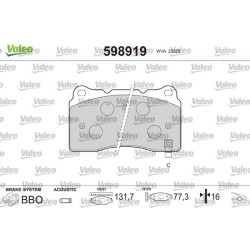 Stabdžių trinkelių rinkinys, diskinis stabdys VALEO 598919